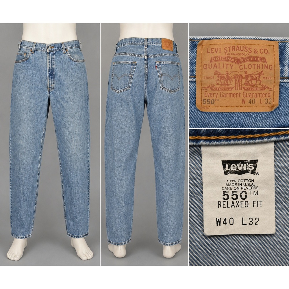 Vintage Levi's 550 Relaxed Fit Jeans USA Made 90's‎ Men's 40x32 Light Wash Denim